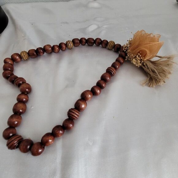 Necklace Natural wood bead - Picture 4 of 4